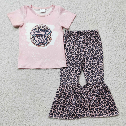 pink t-shirt daddy's girl leopard clothes set