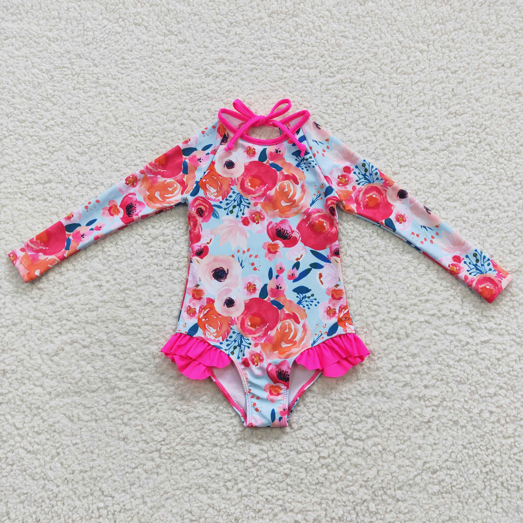 Pink Flower Dream Rash Guard Swim Suit