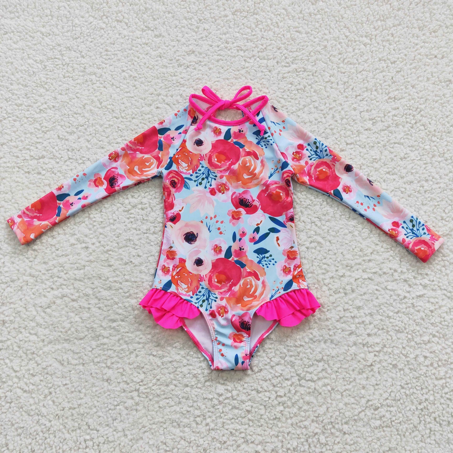 Pink Flower Dream Rash Guard Swim Suit