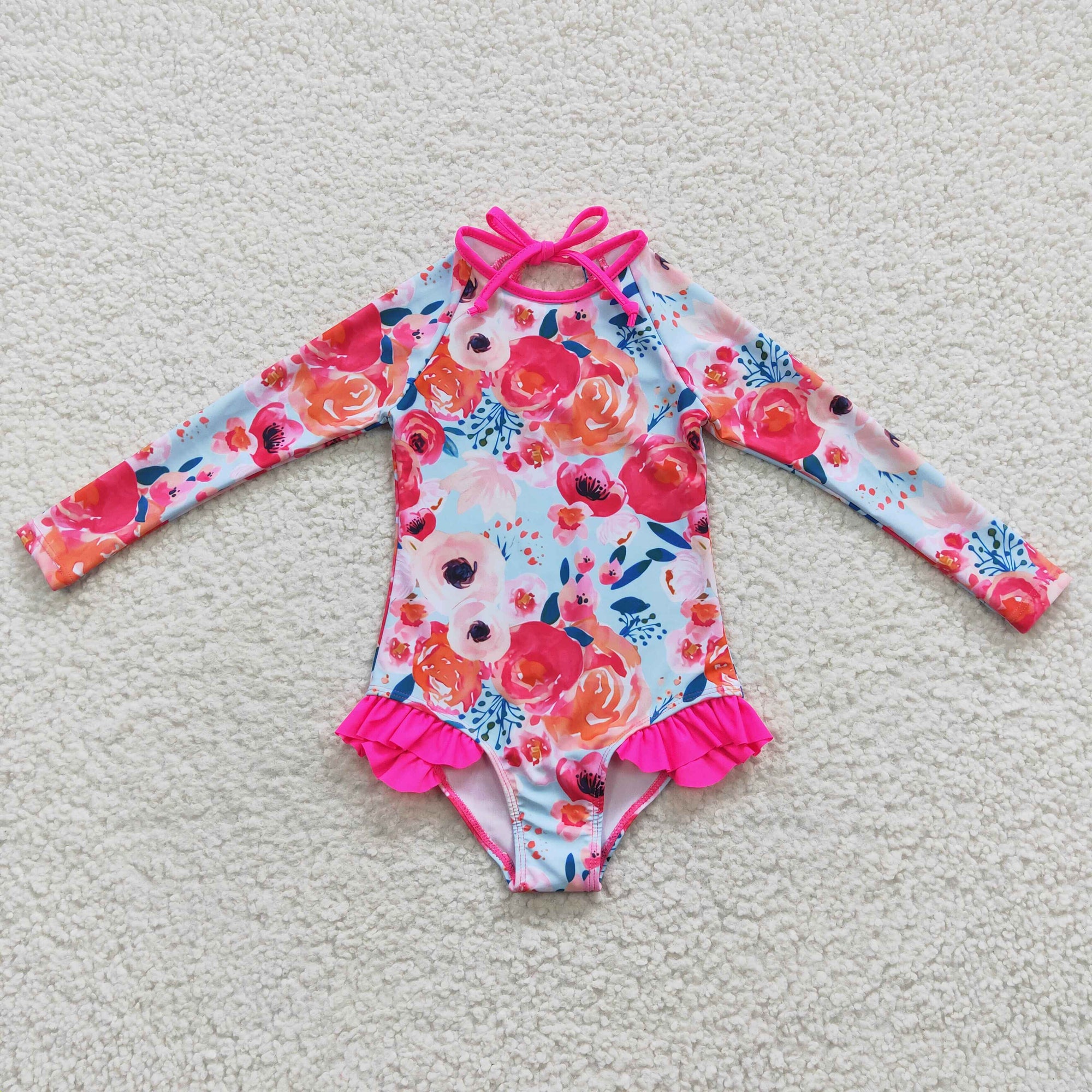Pink Flower Dream Rash Guard Swim Suit