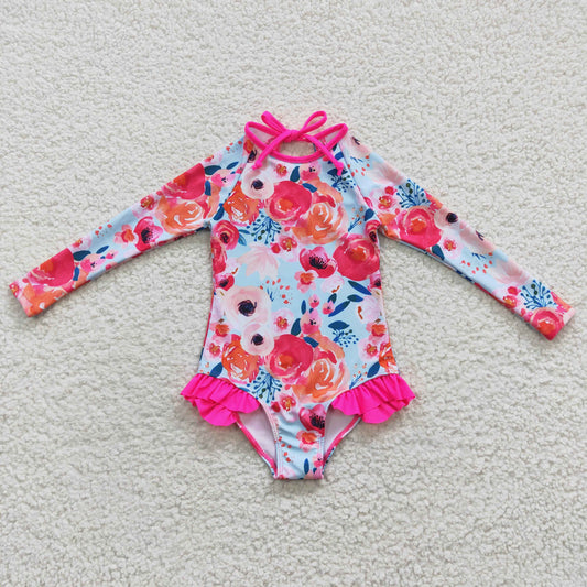Pink Flower Dream Rash Guard Swim Suit