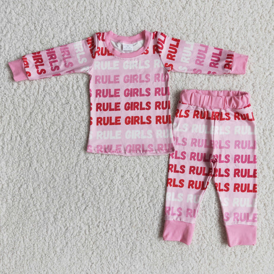 pink rule girls pajamas
