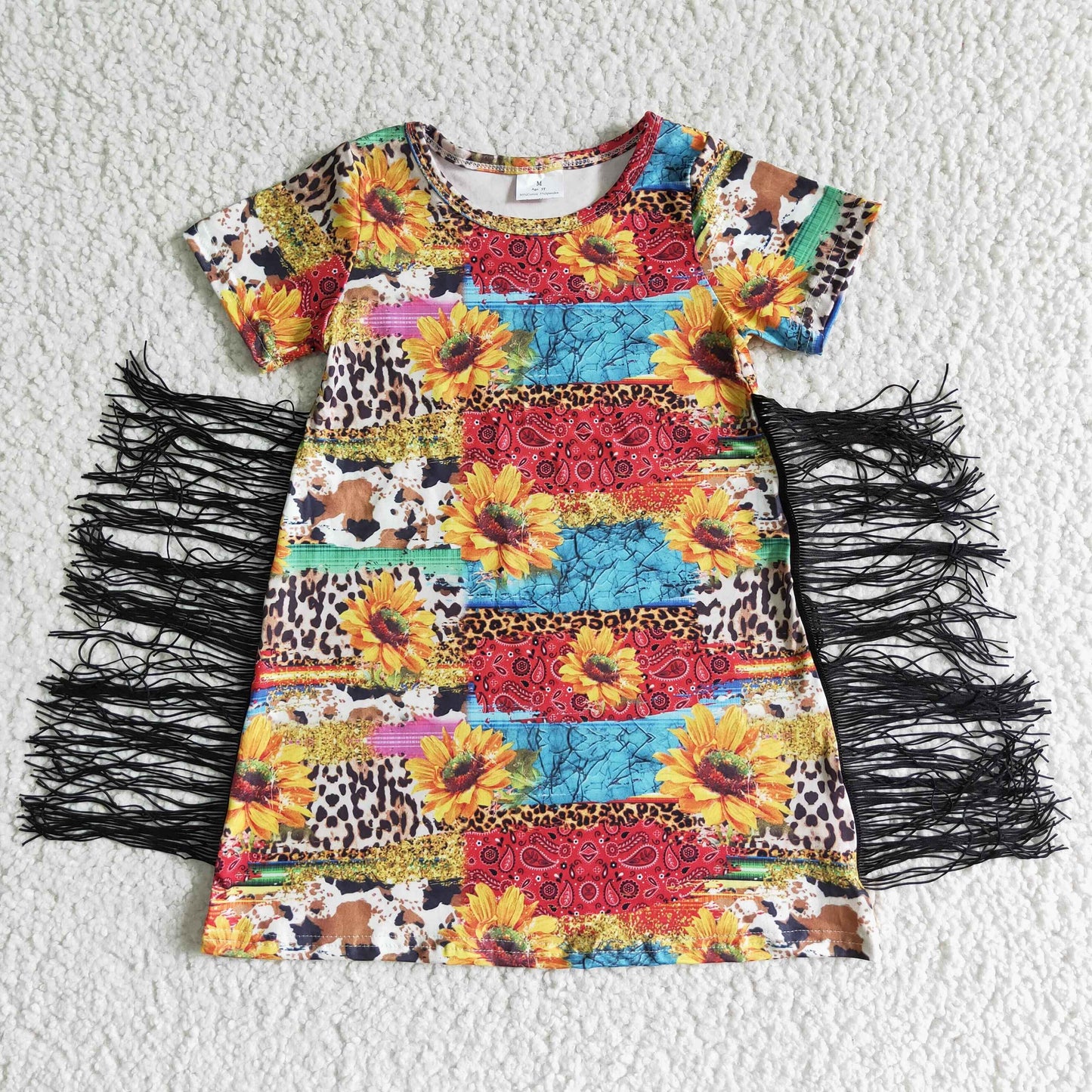 western sunflower girl t shirt fringe dress