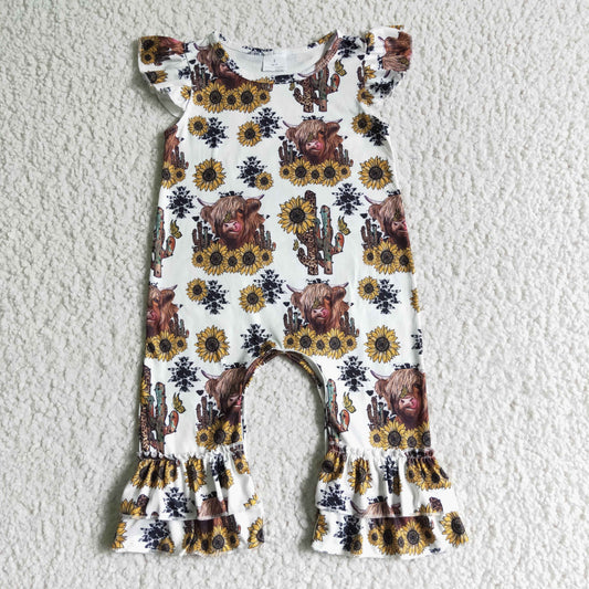highland floral ruffle baby romper girl