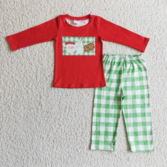christmas cookie milk biscuit green red boys clothing