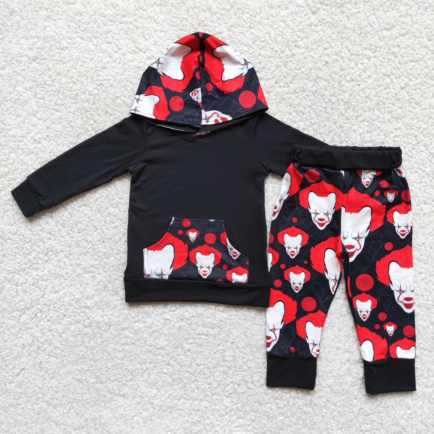 black red clown hoodie outfit boy halloween clothing