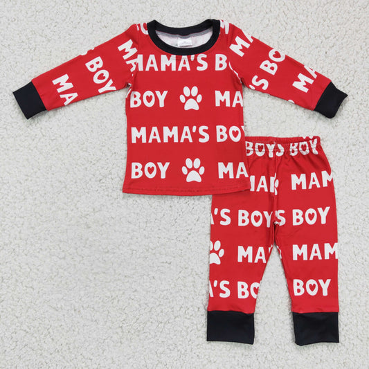 red mama's boy pajama clothing set