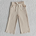 cream cotton straight pants with pocket
