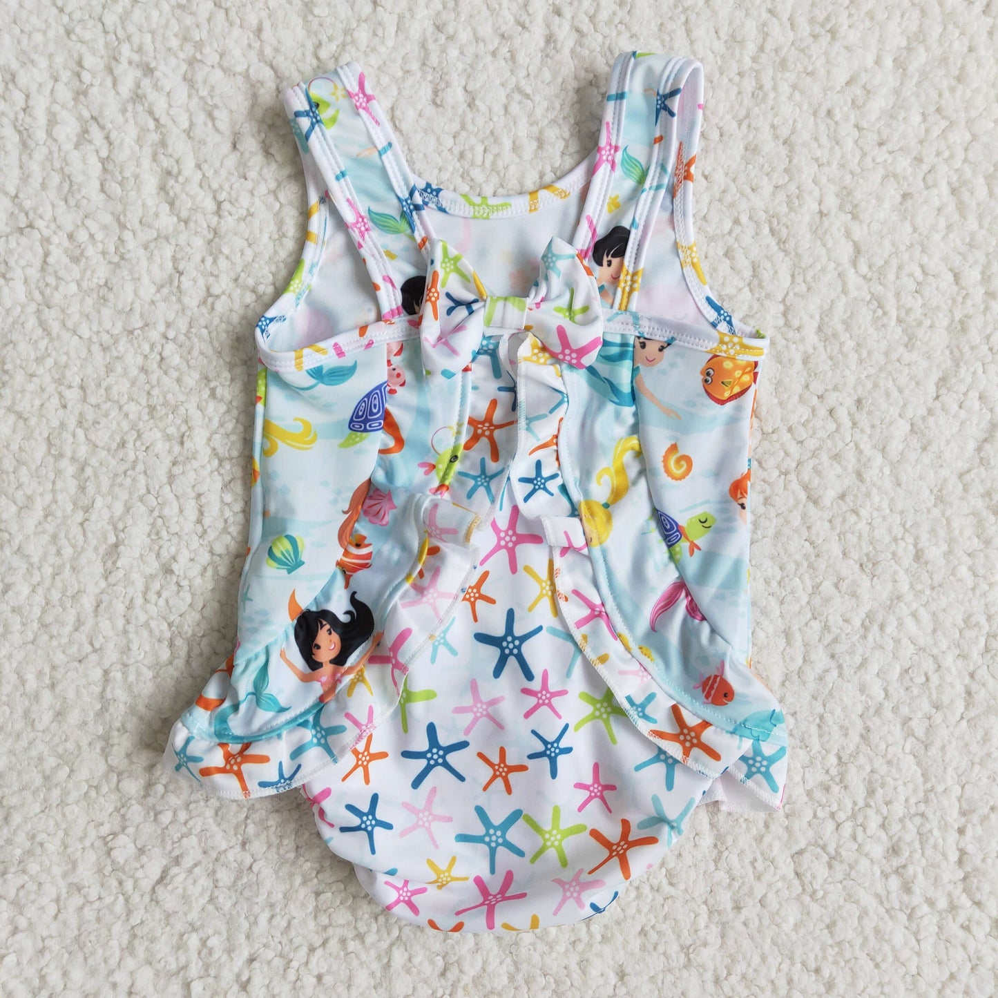 ocean world ruffle swimsuit with bow