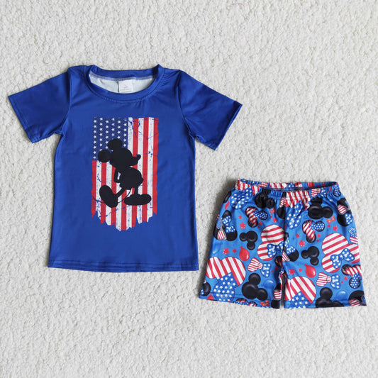 kids boy's outfit 4th of july shorts set clothing