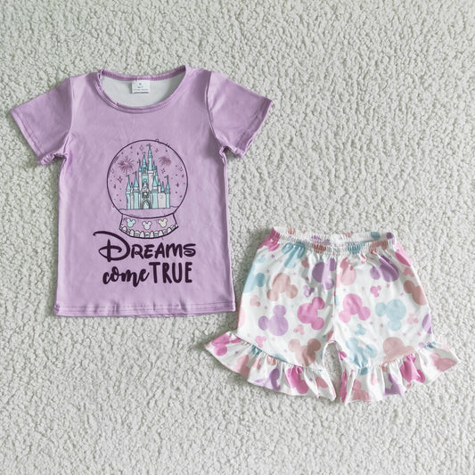 dreams come true castle girls shorts set