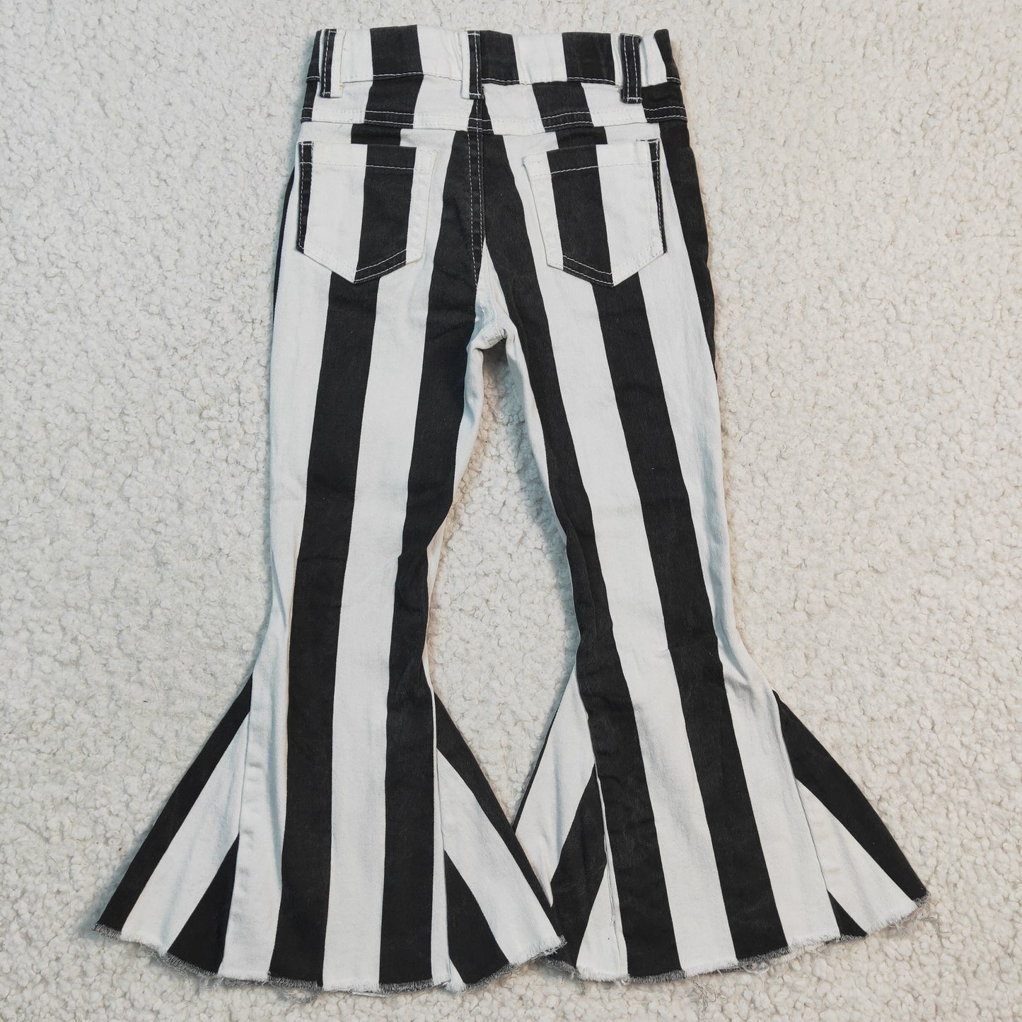 black striped denim belle bottom jeans for kids