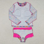 two pieces rash guard swimsuit girl swimwear