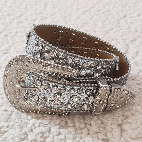 good quality silver and white diamond belt