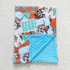 western howdy long life cowgirl blanket blue and brown