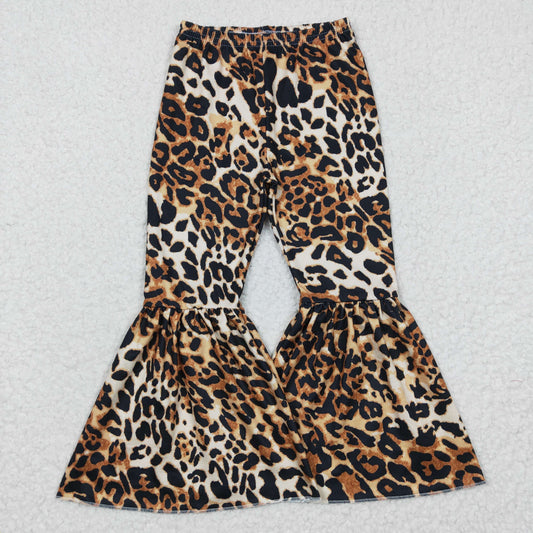 kids leopard bell bottom pants for girl