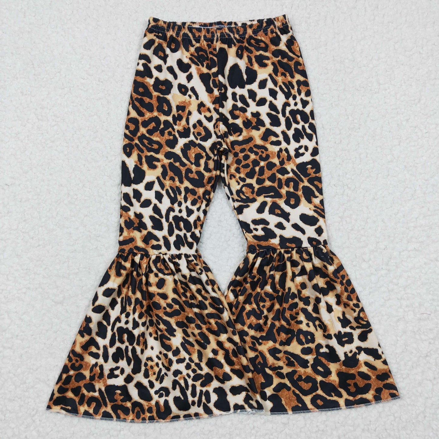 kids leopard bell bottom pants for girl