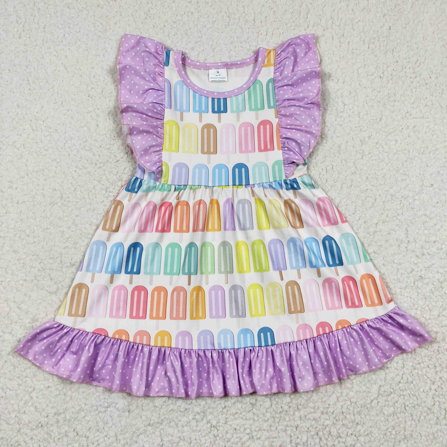 purple popsicle ruffle dress girl summer clothing GSD0293