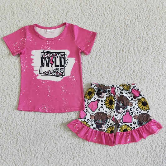wild soul shirt highland cow shorts set kids clothing