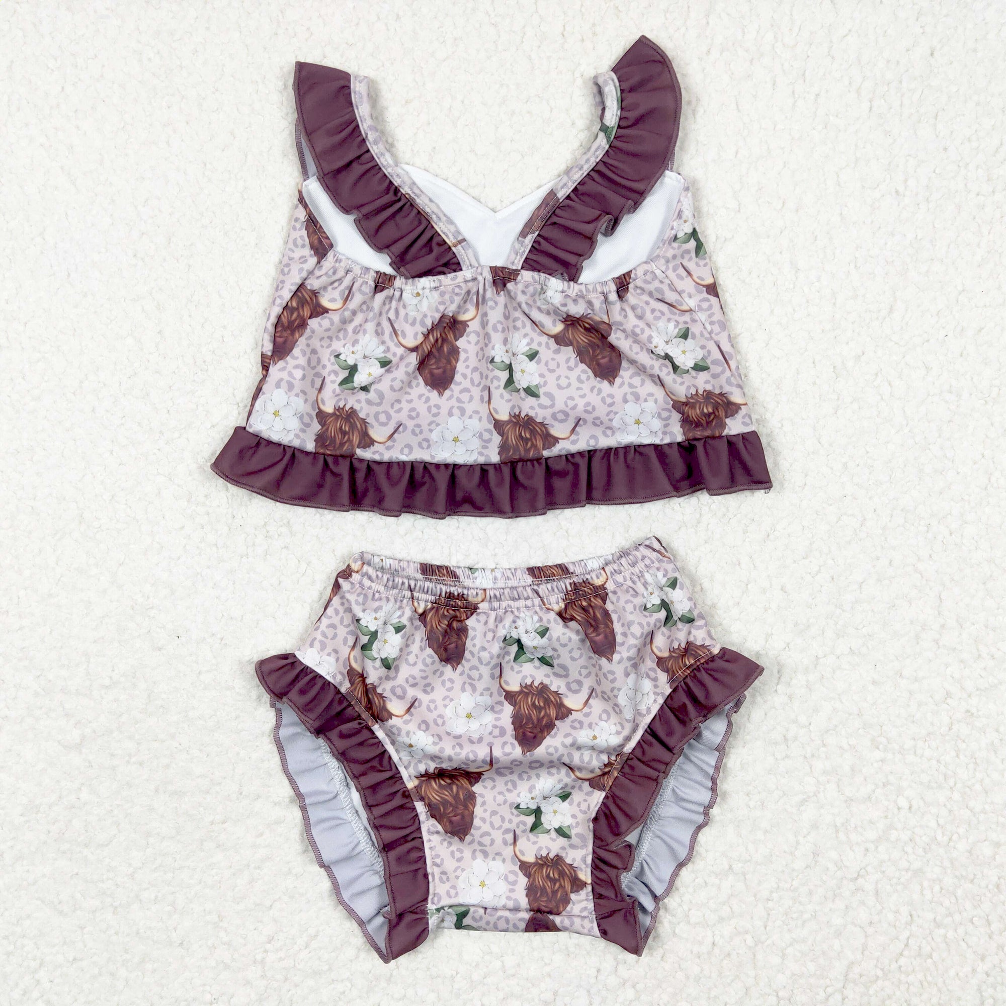 2pcs swimsuit western girl summer clothing highland cow
