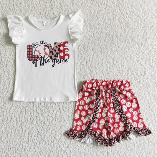 love baseball shorts set girl’s outfit