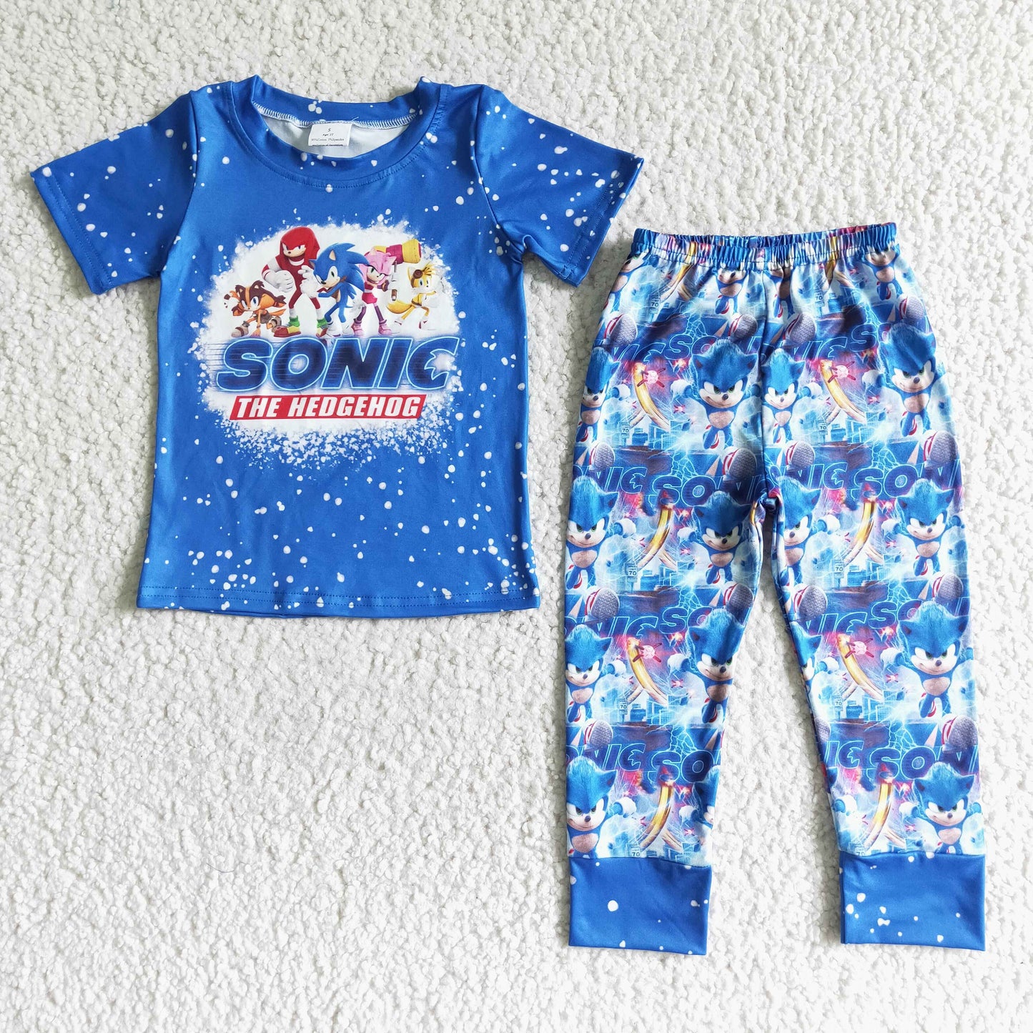boy’s outfit short sleeve blue cartoon pants set
