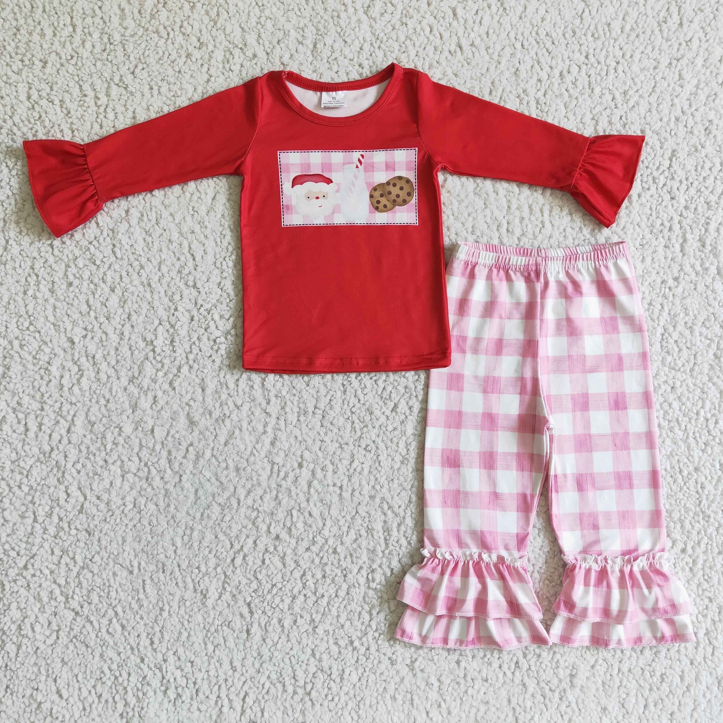 christmas cookies pink plaid ruffle outfit girls clothing