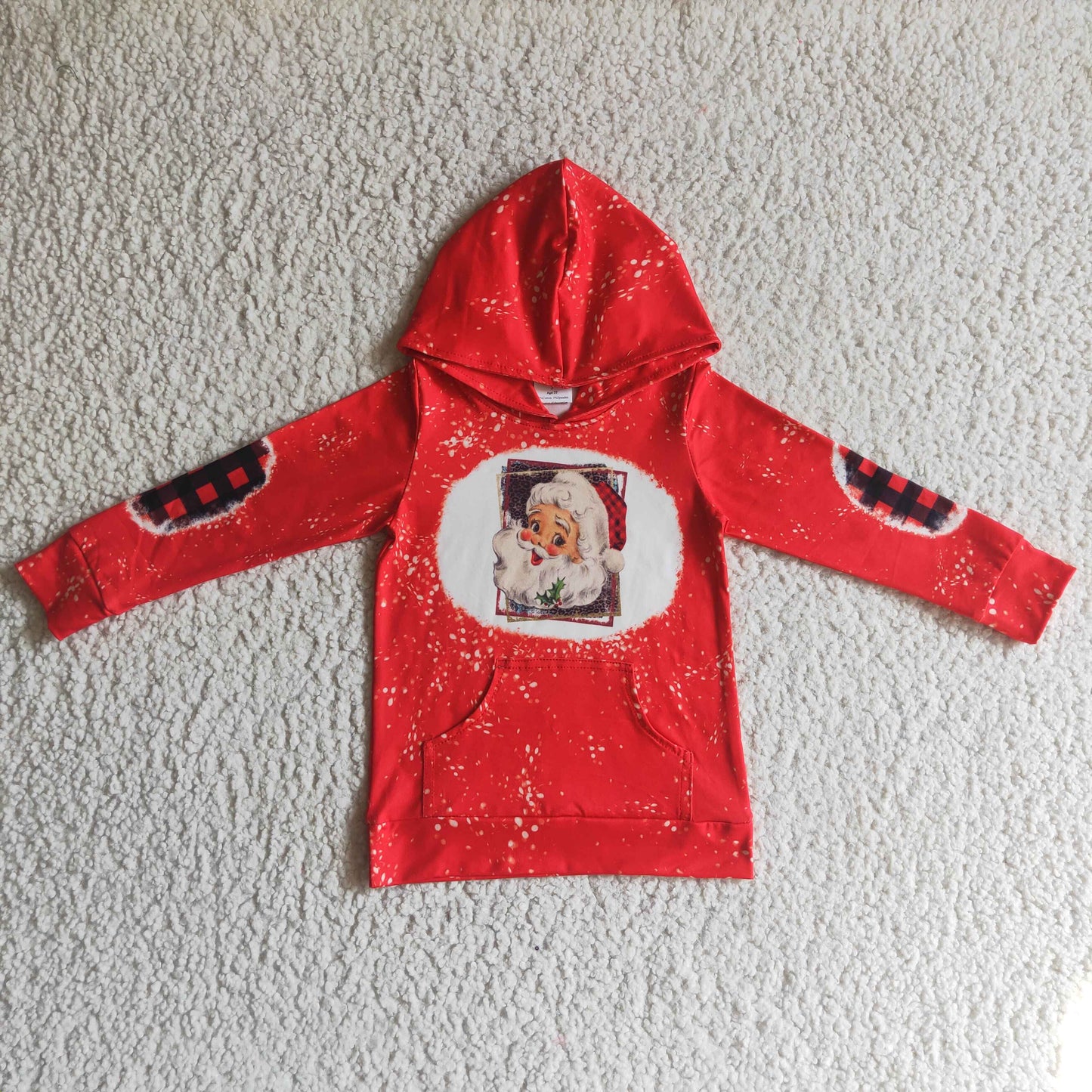 kids long sleeve red santa pullover hoodie top