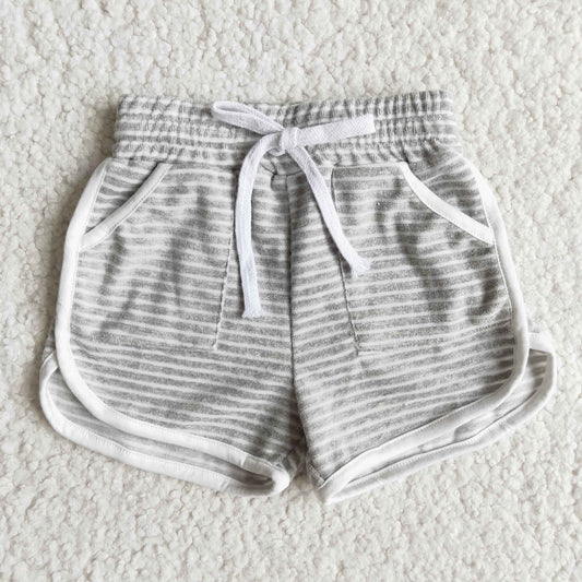 gray stripe shorts with pocket
