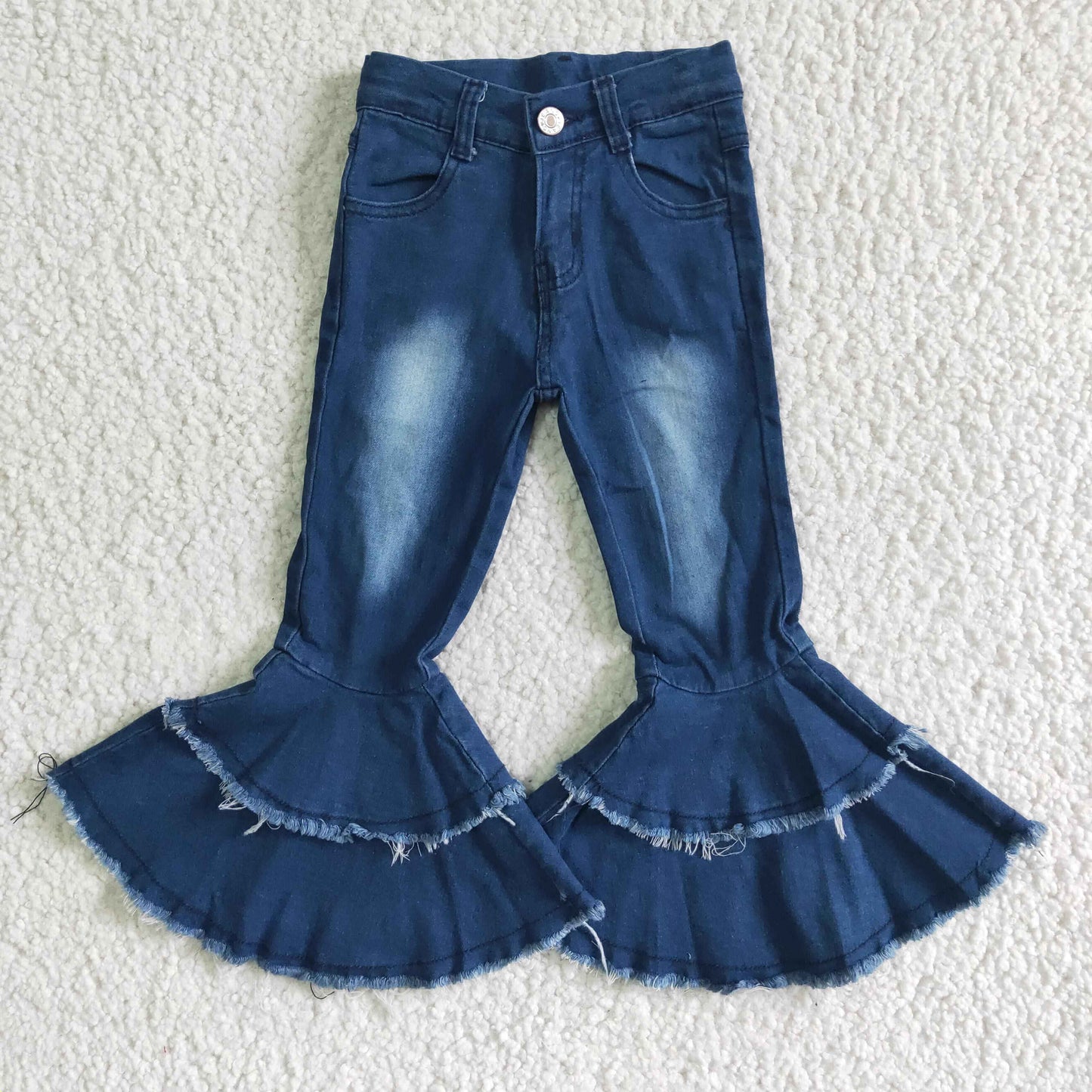 bleached dark blue denim double wide belles