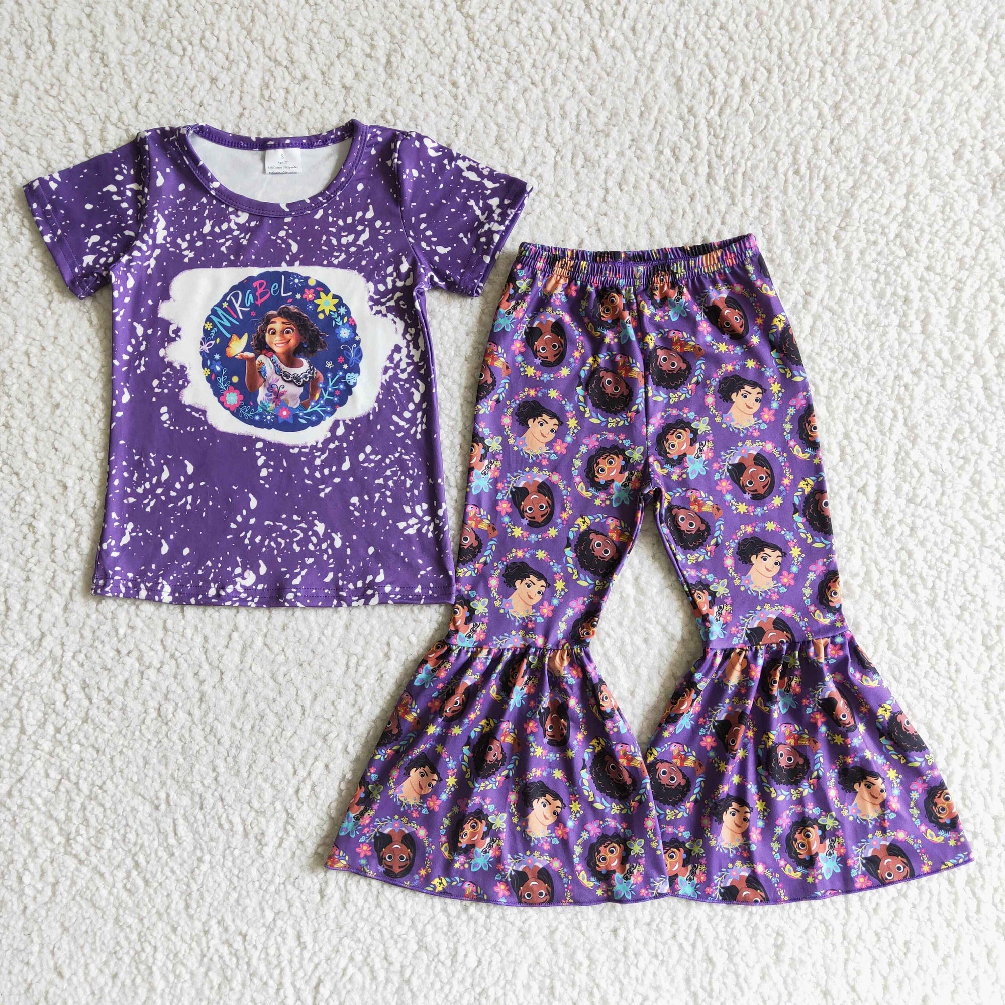 short sleeve magical girl purple bell bottom outfit