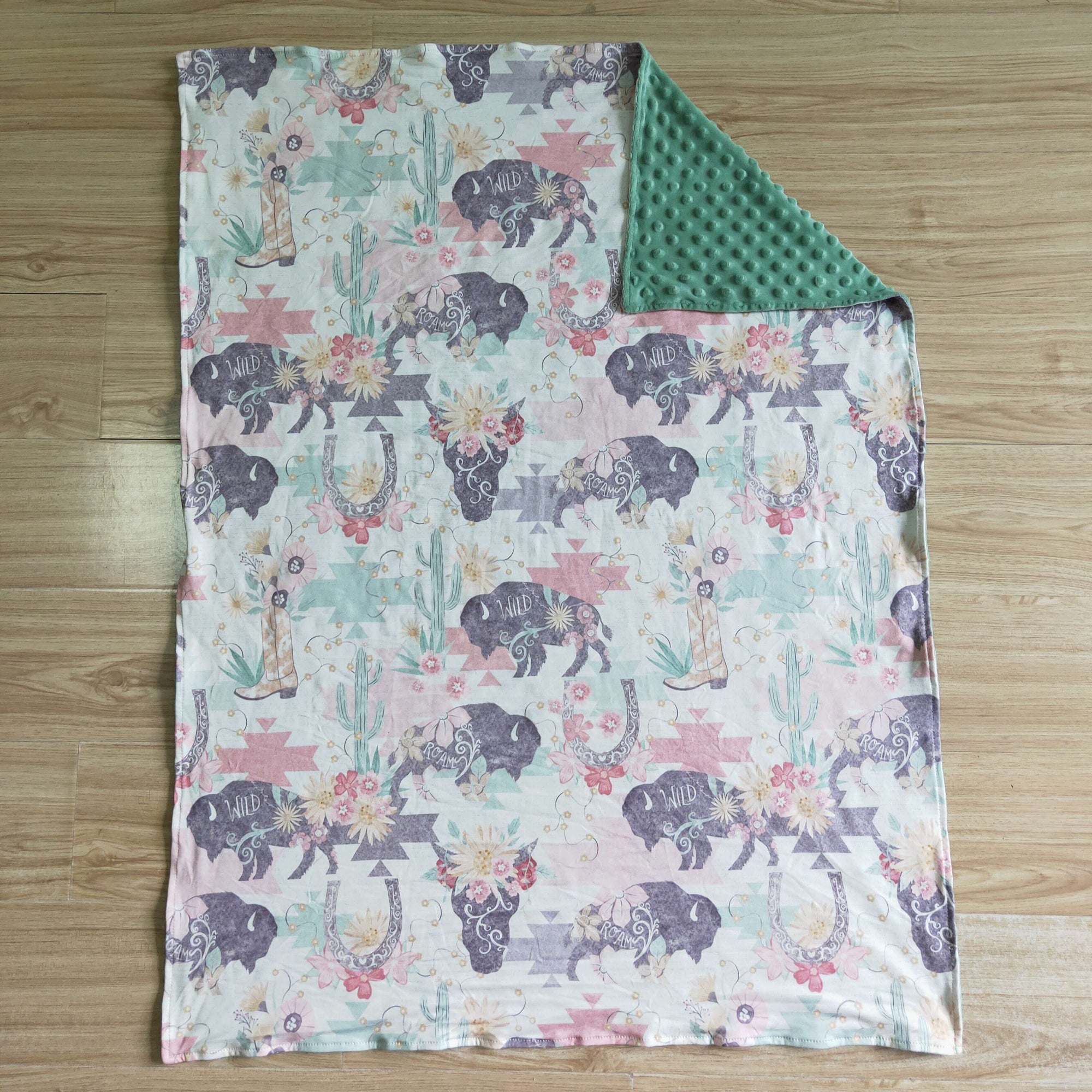 green wild cow soft blanket