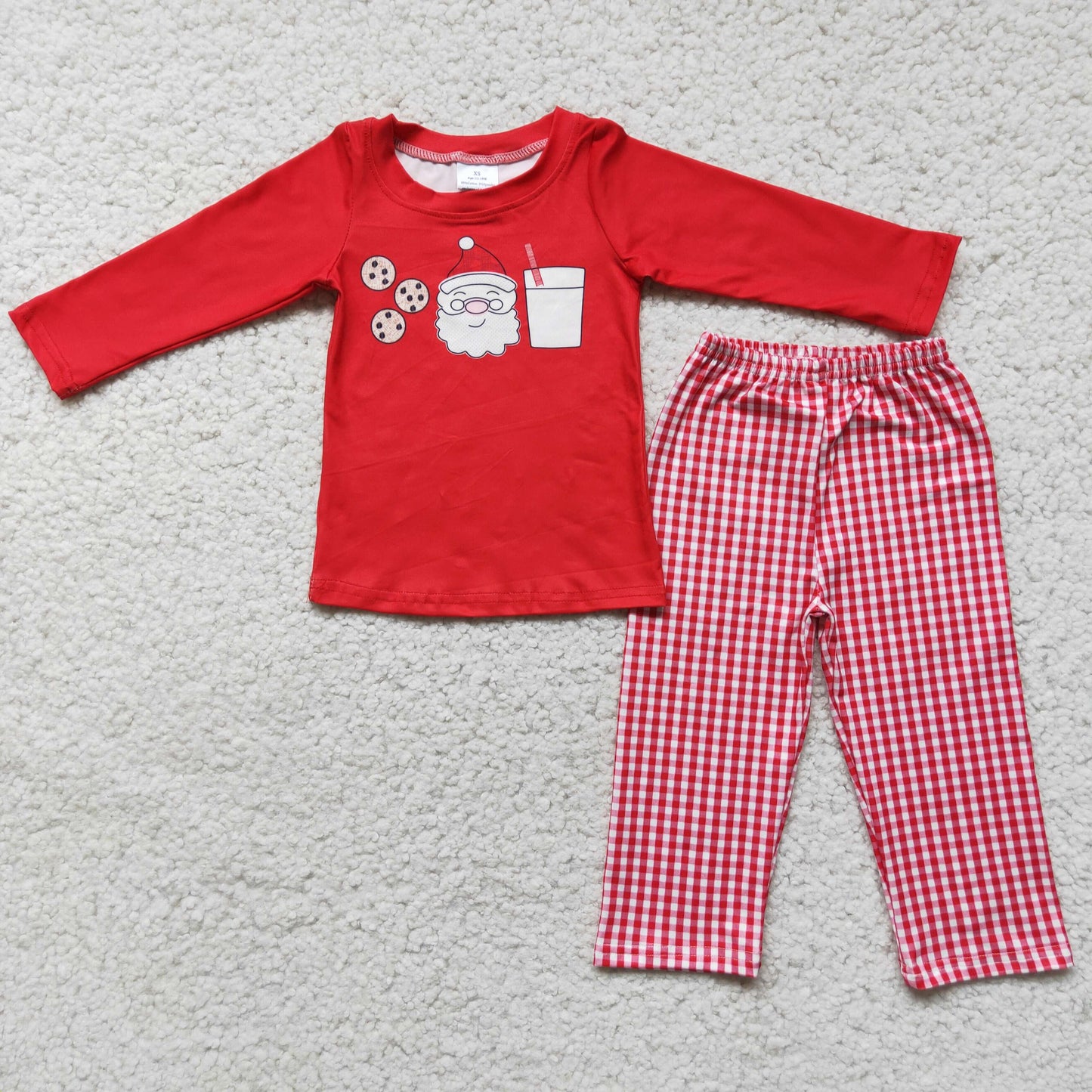 Boy's Christmas Outfit Red Plaid Pants Set