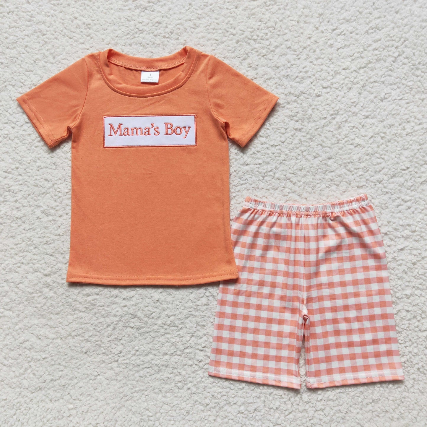 mama's boy embroidery shorts set