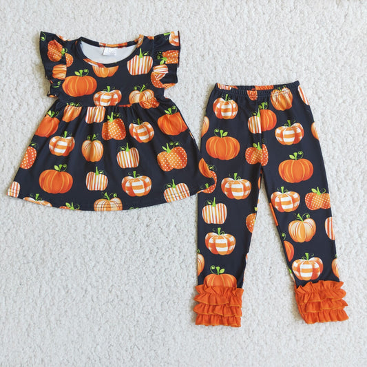 Flutter Sleeve Pumpkin Icing Pants Set C10-21
