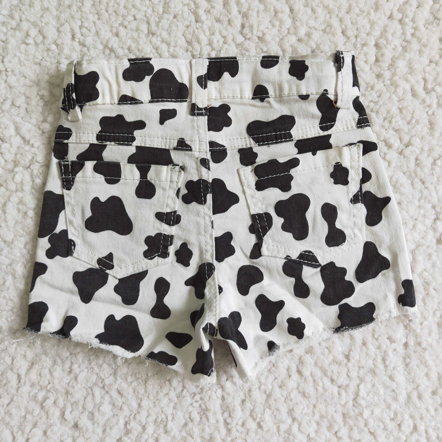 black white milk cow girls distressed denim shorts