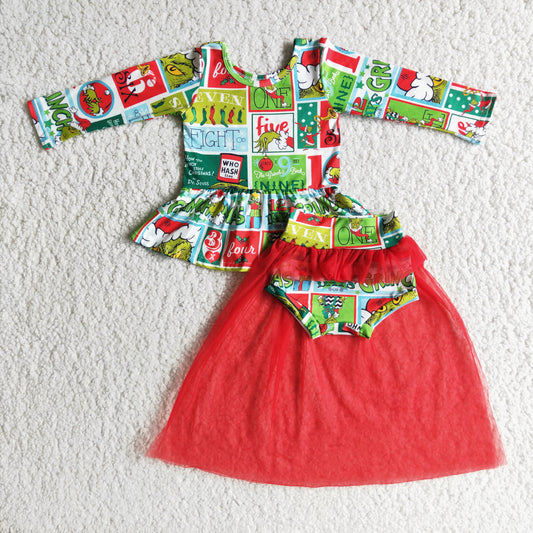 Christmas red tutu Bummie Set Kids Clothing