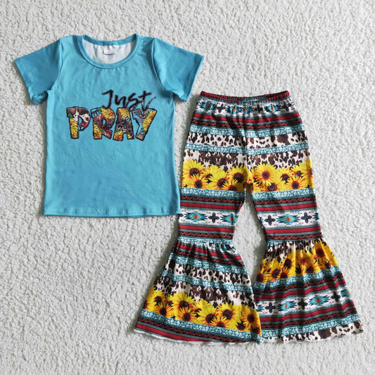 just pray spring sunflower outfit aztec pants set