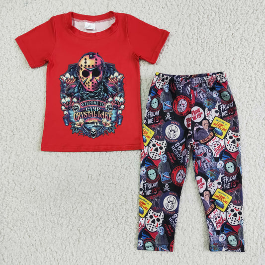 boy’s outfit halloween camp crystal lake t shirt pants set