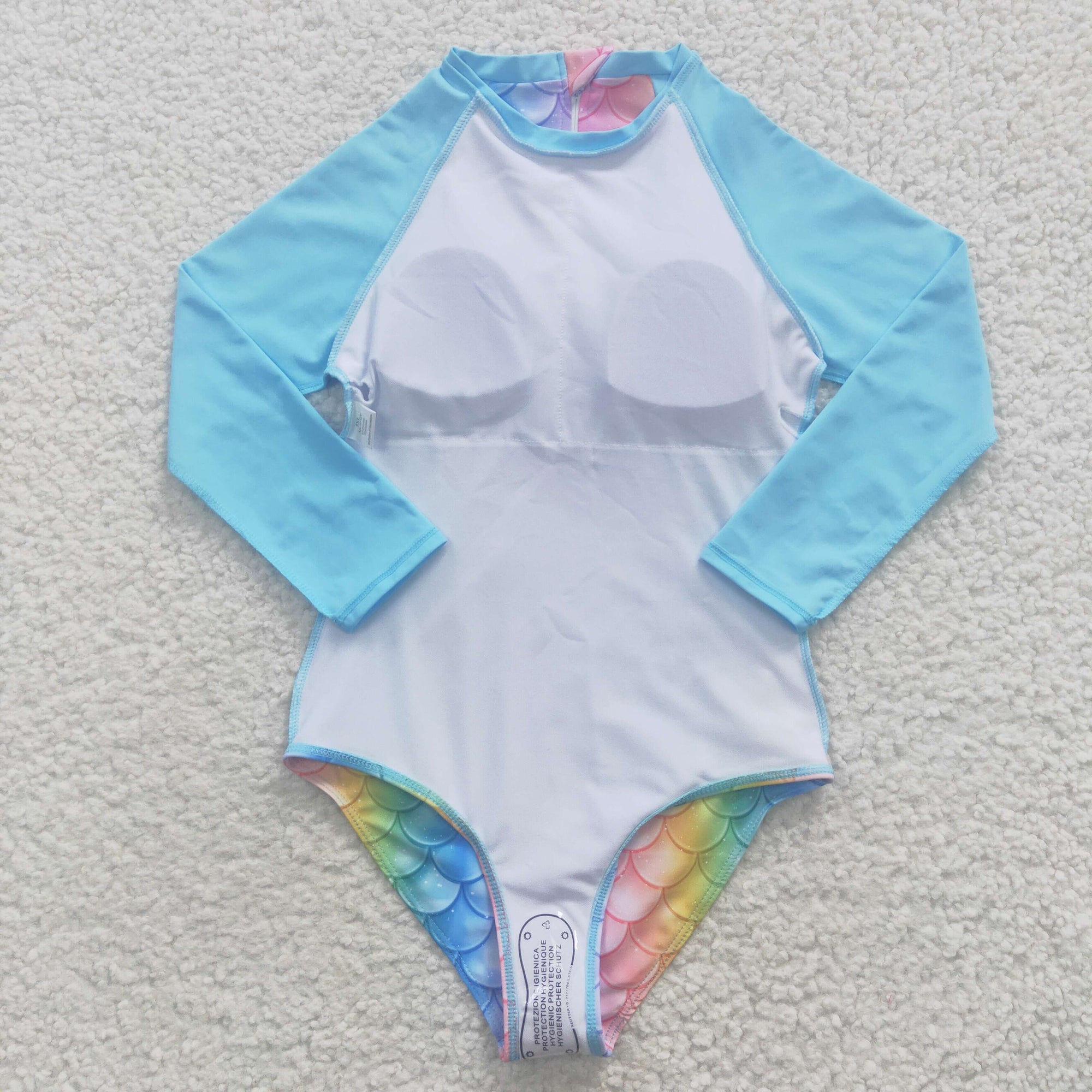 summer little girl long-sleeved mermaid scale swimsuit