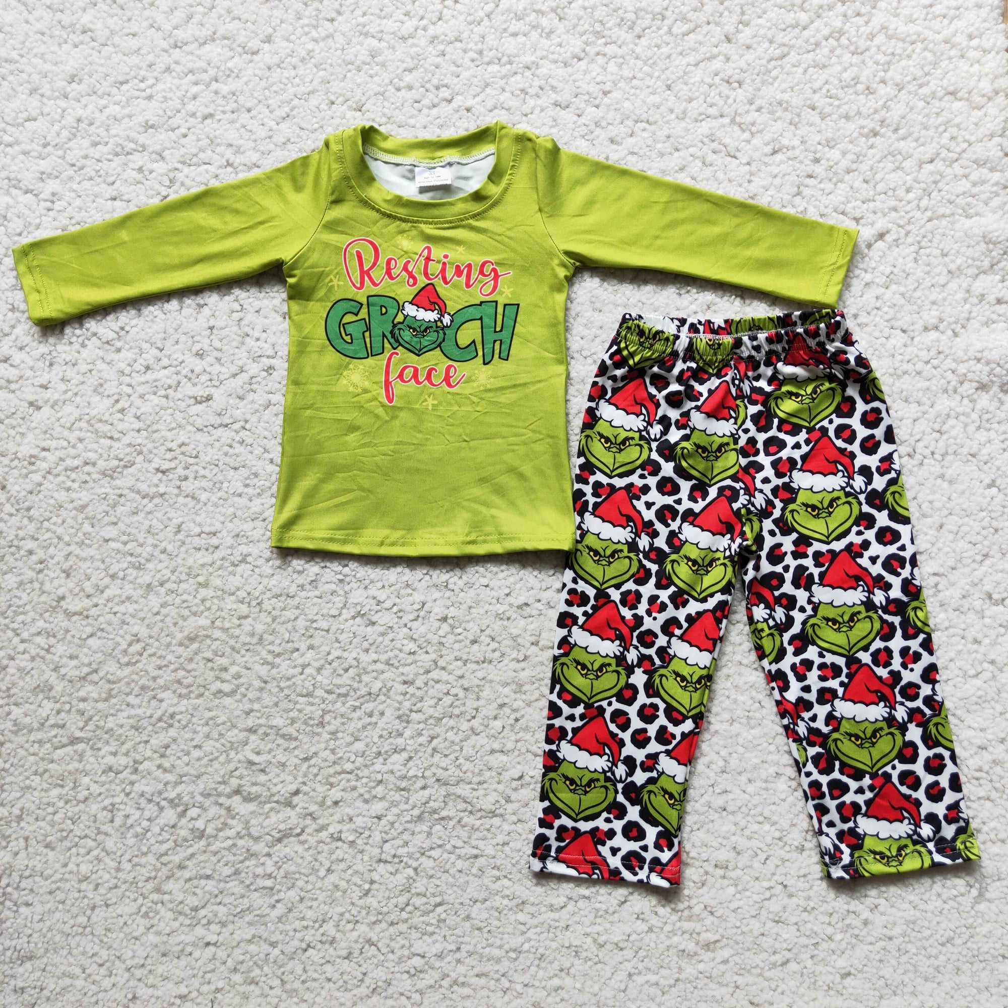 Boys Christmas Grinchey Pants Set