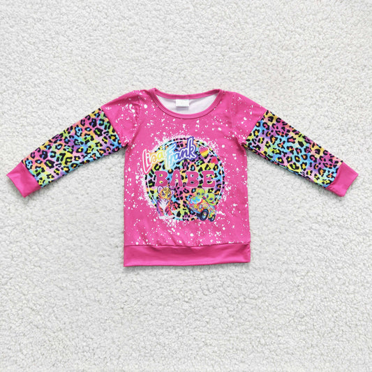 hot pink rainbow leopard pullover top babe