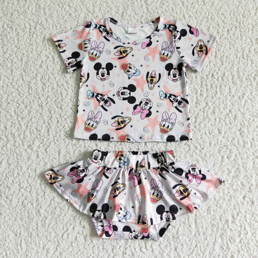kids clothing ruffle bummie set duck and mouse
