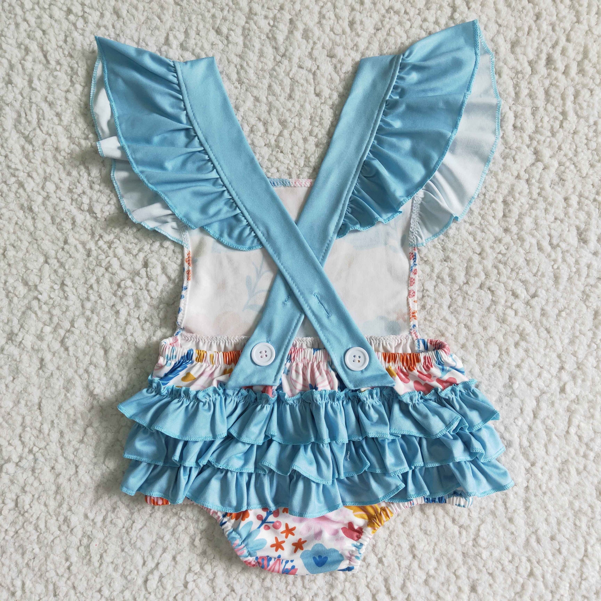 baby flutter floral ruffle romper