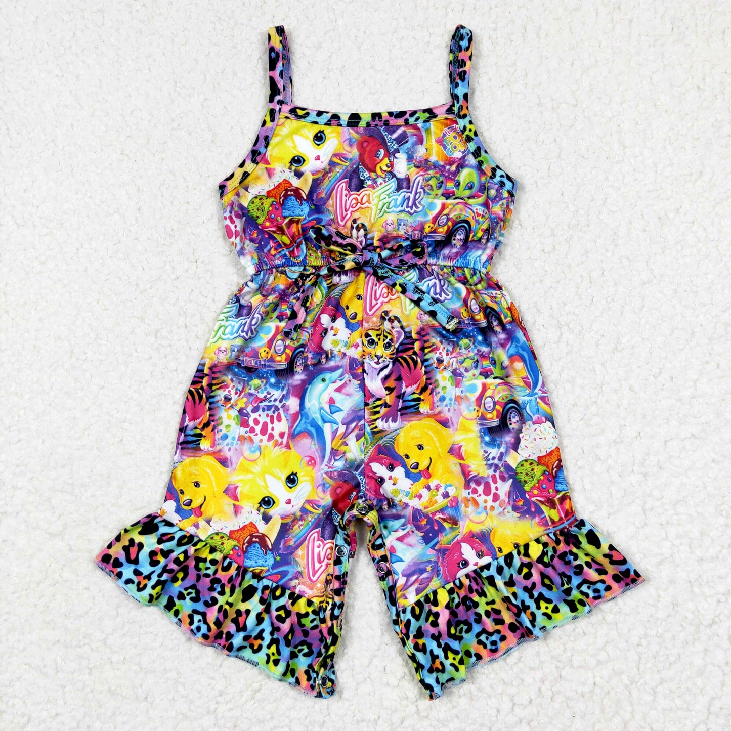 strap lisa frank shorts jumpsuit summer clothing girl