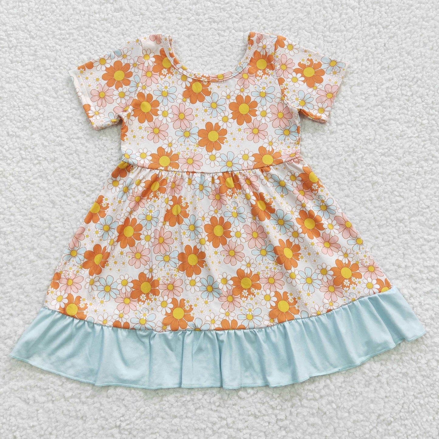 short sleeve floral ruffle dress