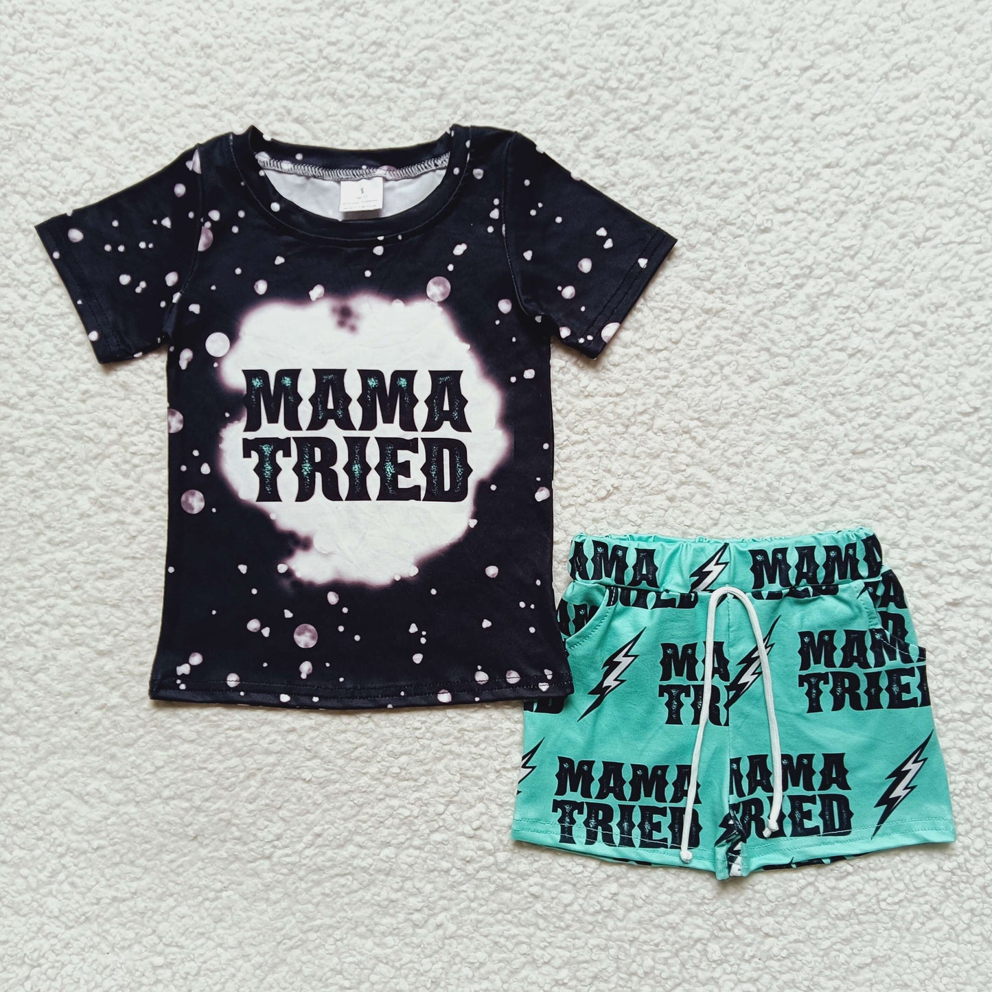 mama tried boy jogger shorts set western clothing