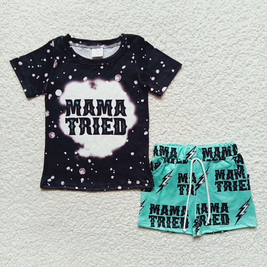 mama tried boy jogger shorts set western clothing