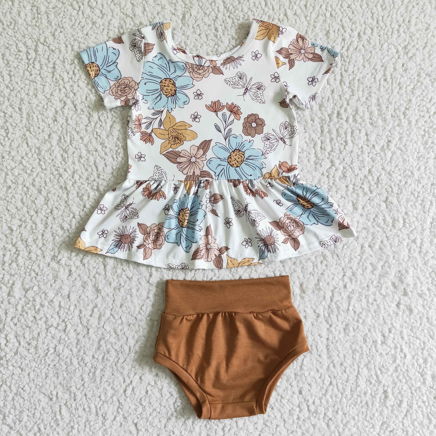 girl's spring floral bummie set infant clothing
