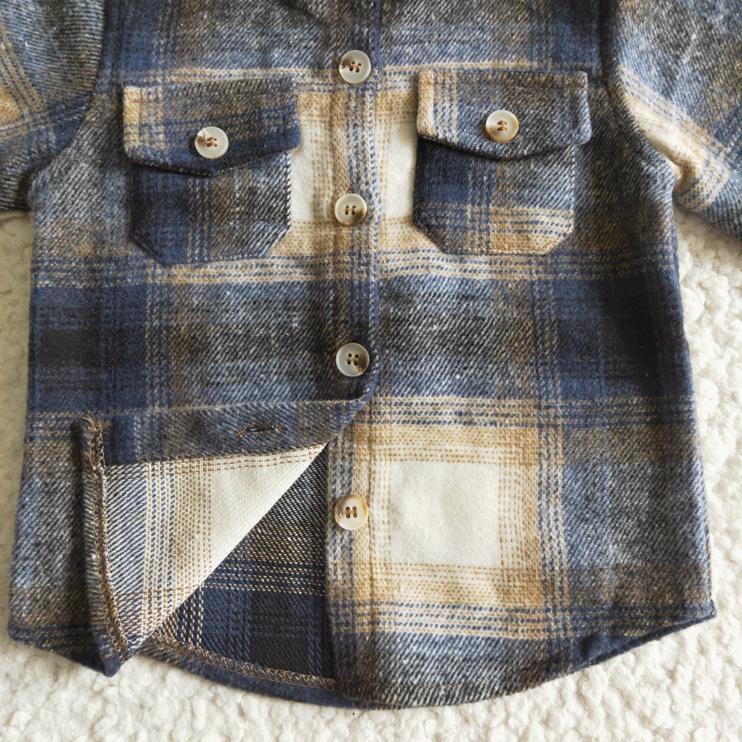 children's clothing boy flannel fall/winter plaid button coat